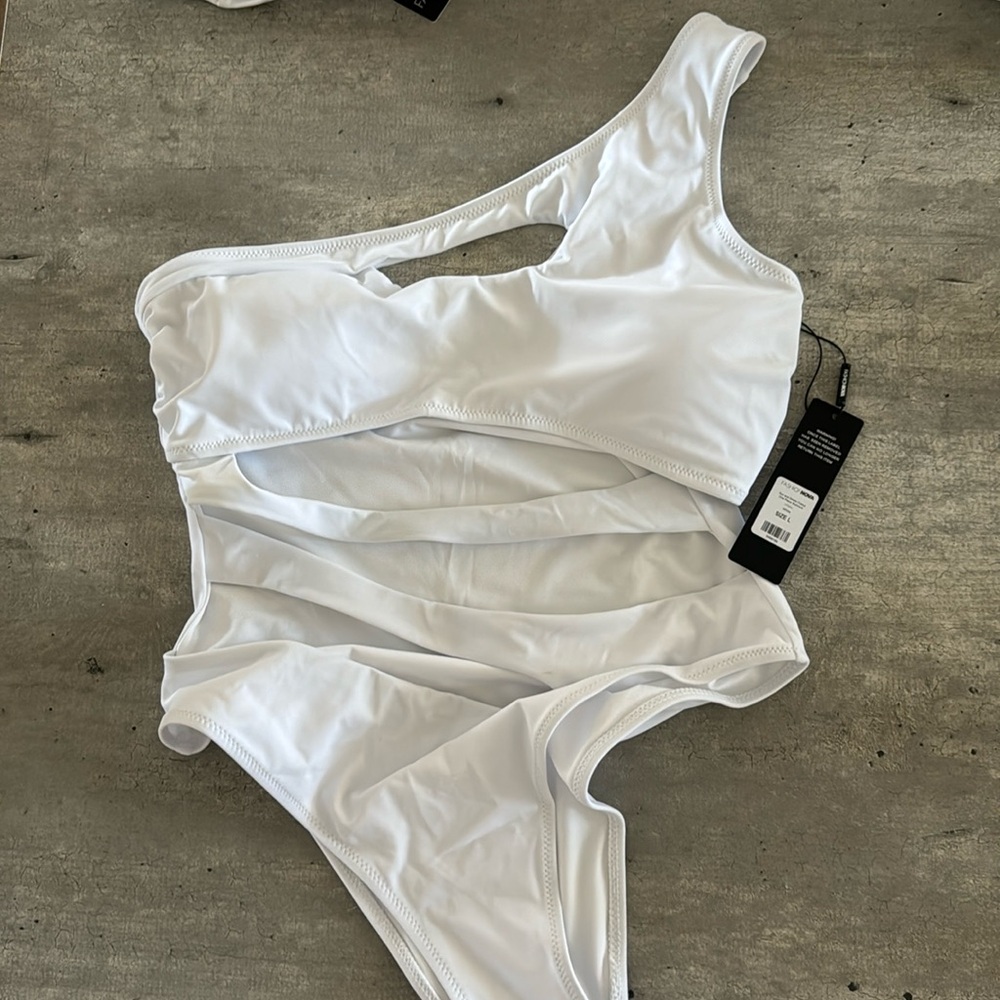 One piece white swimsuit
